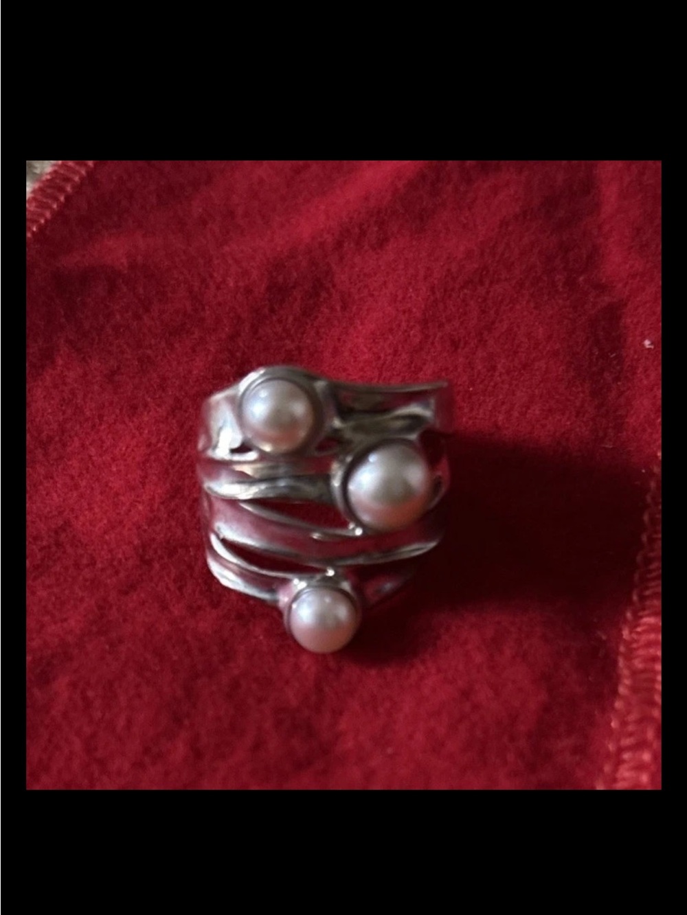 Hagit Gorali 925 Pearl Ring - White Pearls Sz 7-7.5